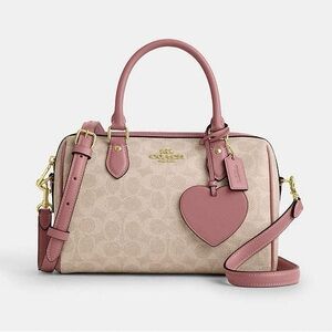 NWT Coach Rowan Satchel Bag In Signature Canvas With Heart Charm CDB21